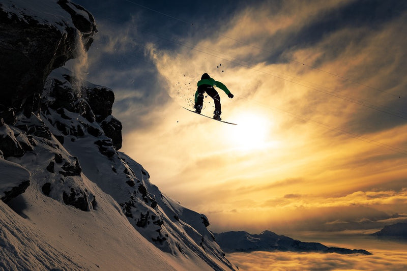 Sunset Snowboarding Poster, Storlek 50x70 cm - Fynda julklapparn hos Forallarum.se!